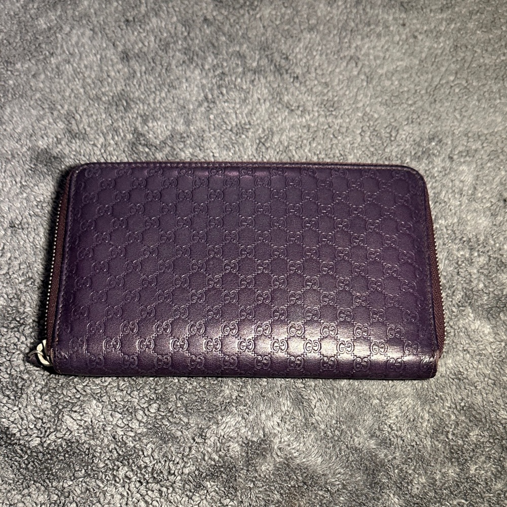 Purple Gucci Microguccissima Zip Wallet